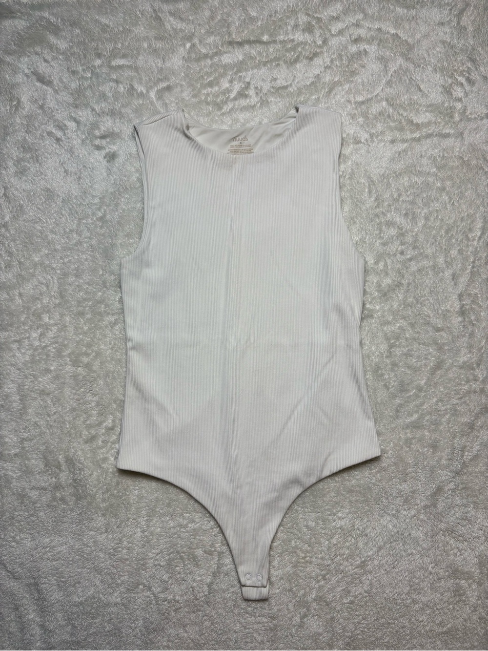 nuuds Ribbed Sleeveless White Snap Bodysuit